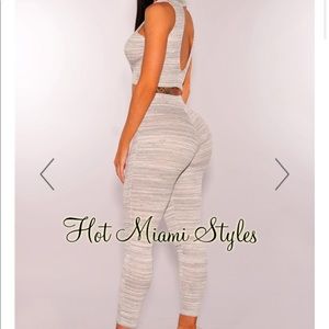 Hot Miami Styles White Gray Marled Choker Pant Set